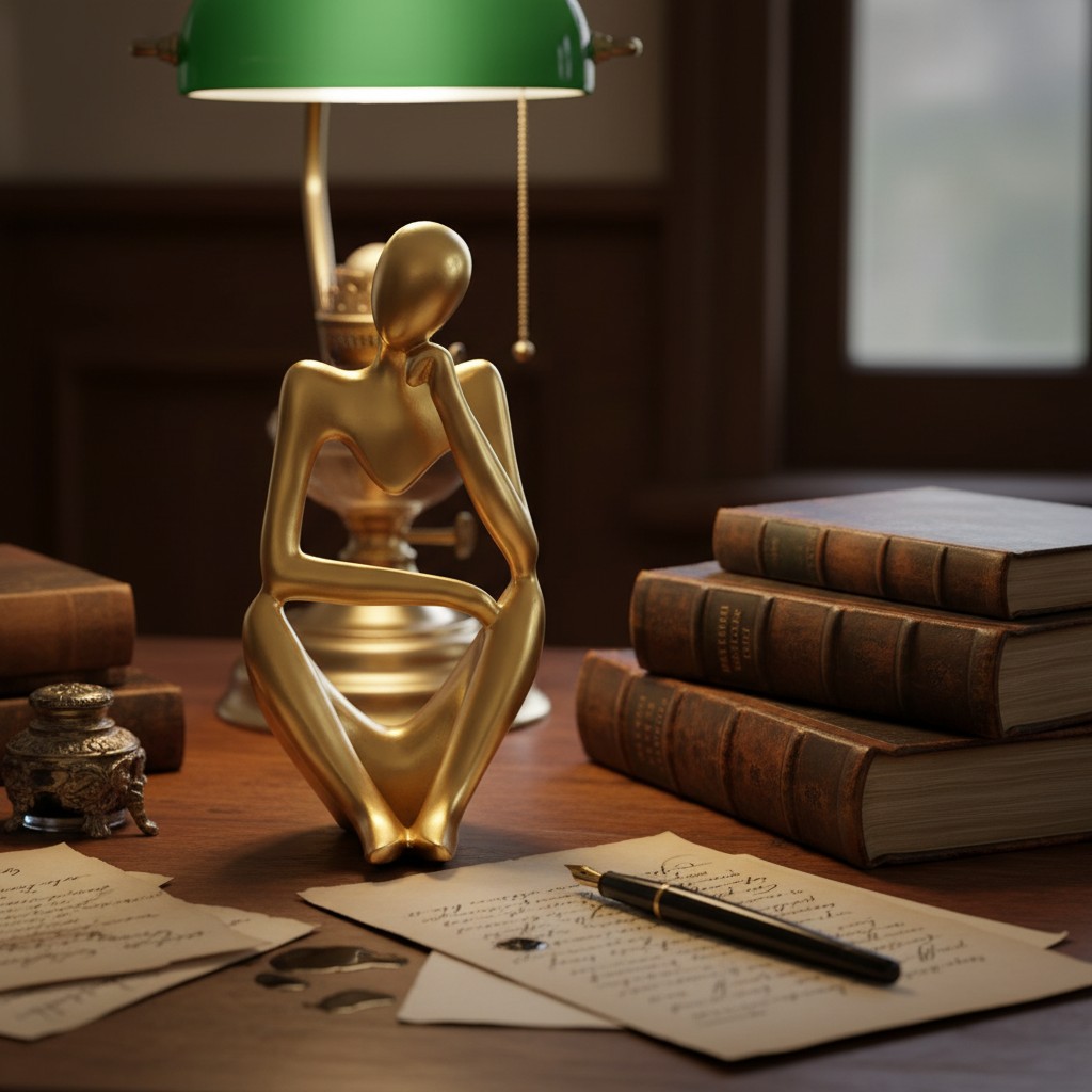 Floxo Skulptur auf einem Schreibtisch mit Büchern