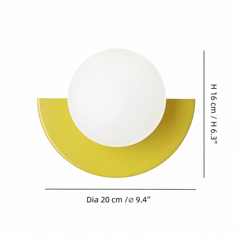 Maßzeichnung der Luminoso Macaron Lámpara de pared colorida Orb