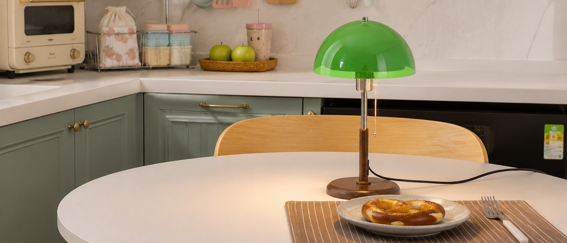 Afterglow Tischlampe mit warmem bernsteinfarbenem Licht