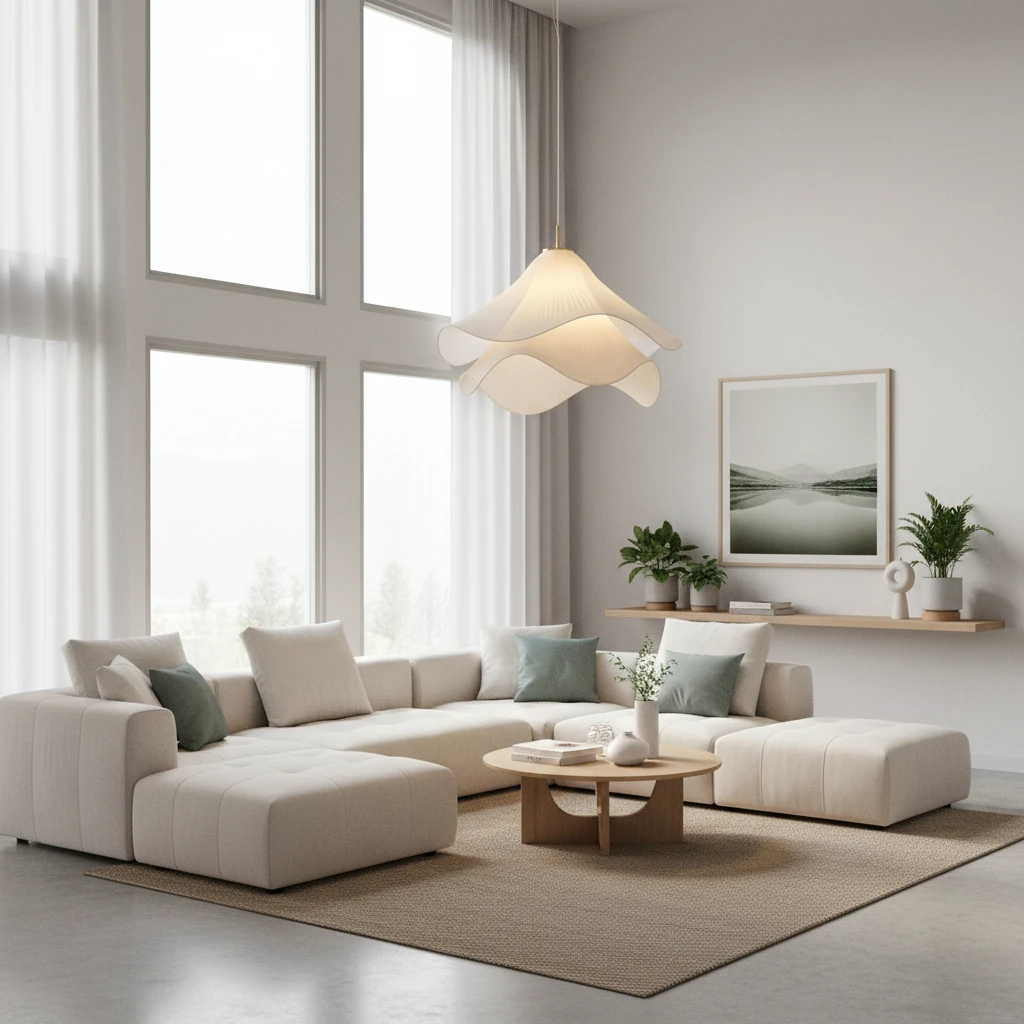 Ethereal Bloom Pendelleuchte in einem hellen Wohnzimmer