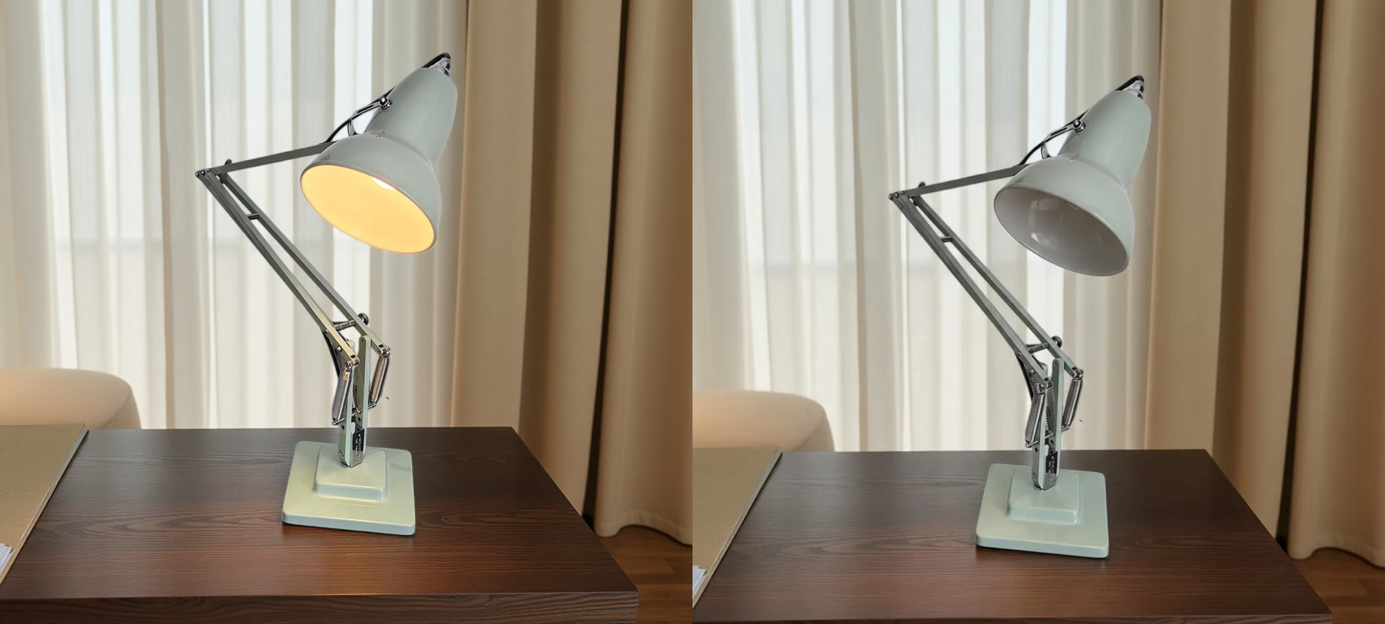 Zwei Lichtstimmungen der Tischlampe