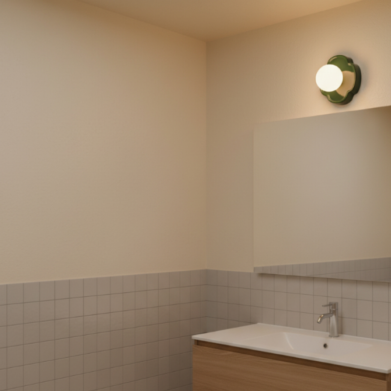 Grüne Flower Petal Wandleuchte im Badezimmer