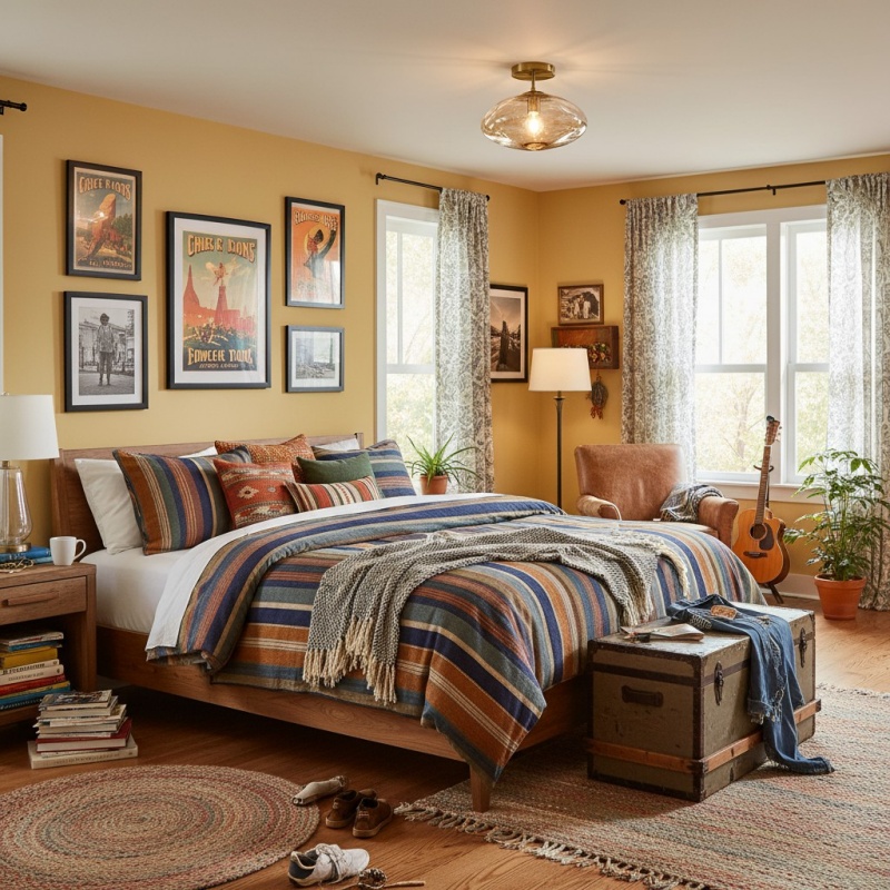 Glissora Deckenleuchte in einem farbigen Schlafzimmer