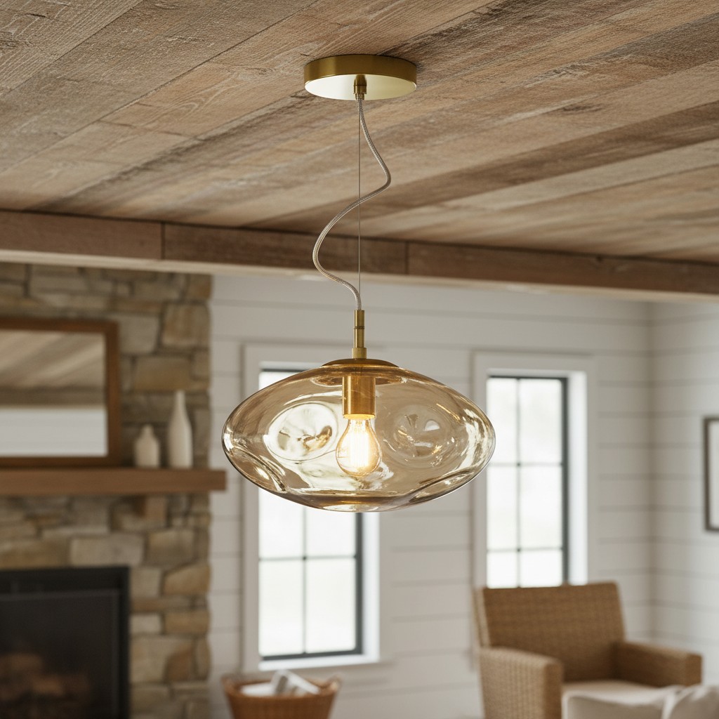Glissora hanglamp bij een open haard