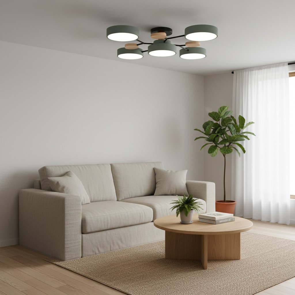 Celos Leuchte über einem kleinen Couchtisch
