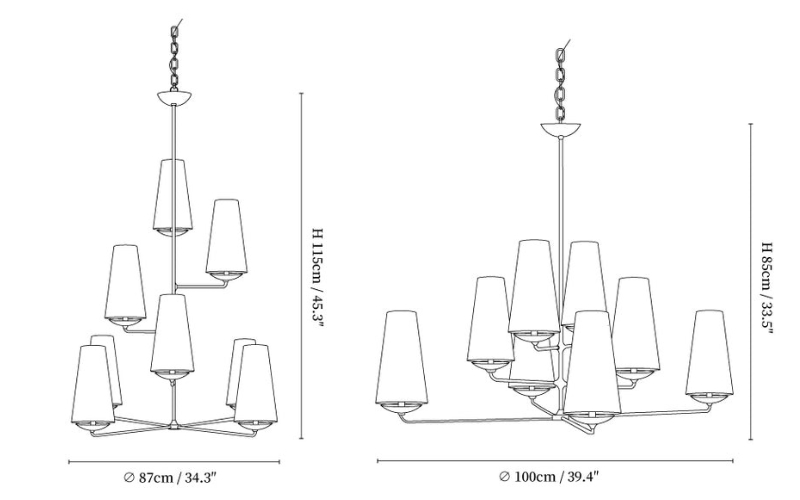 Produktgröße des Fontaine Vertical Chandelier