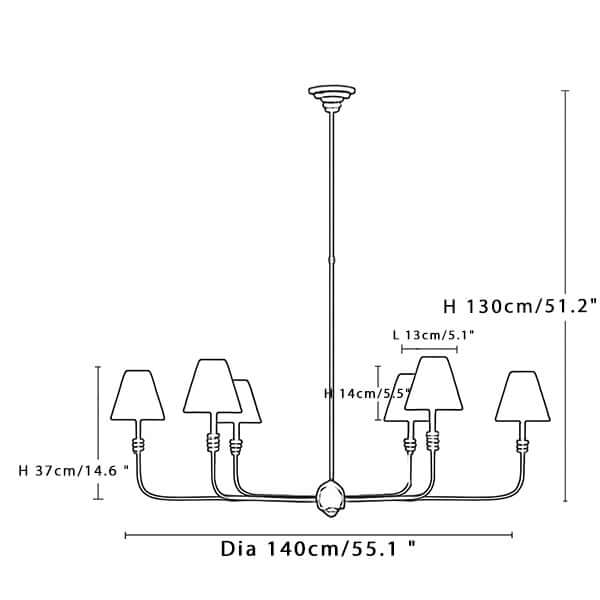 6-Licht Größenzeichnung Piaf Grande