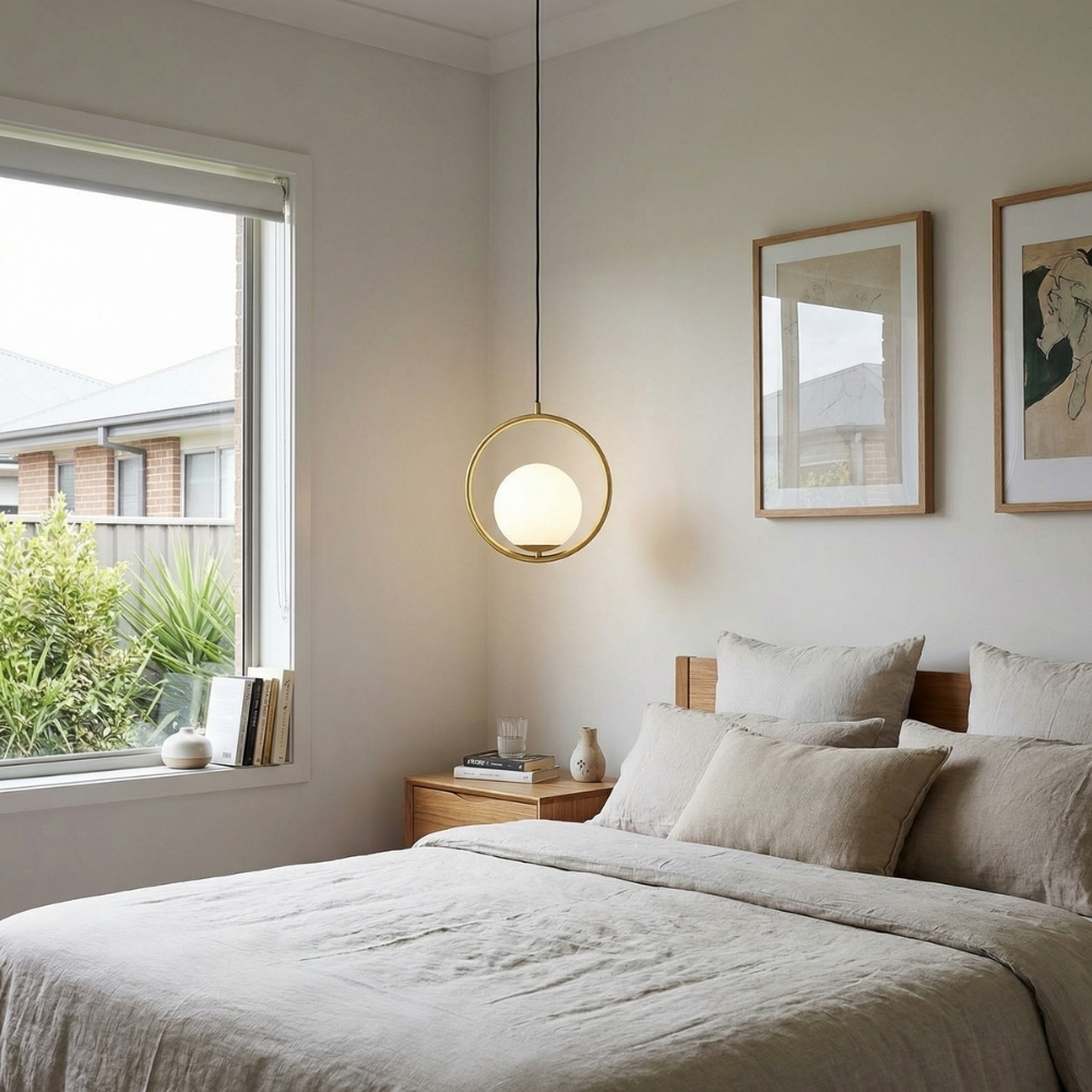 Pendelleuchte im Schlafzimmer