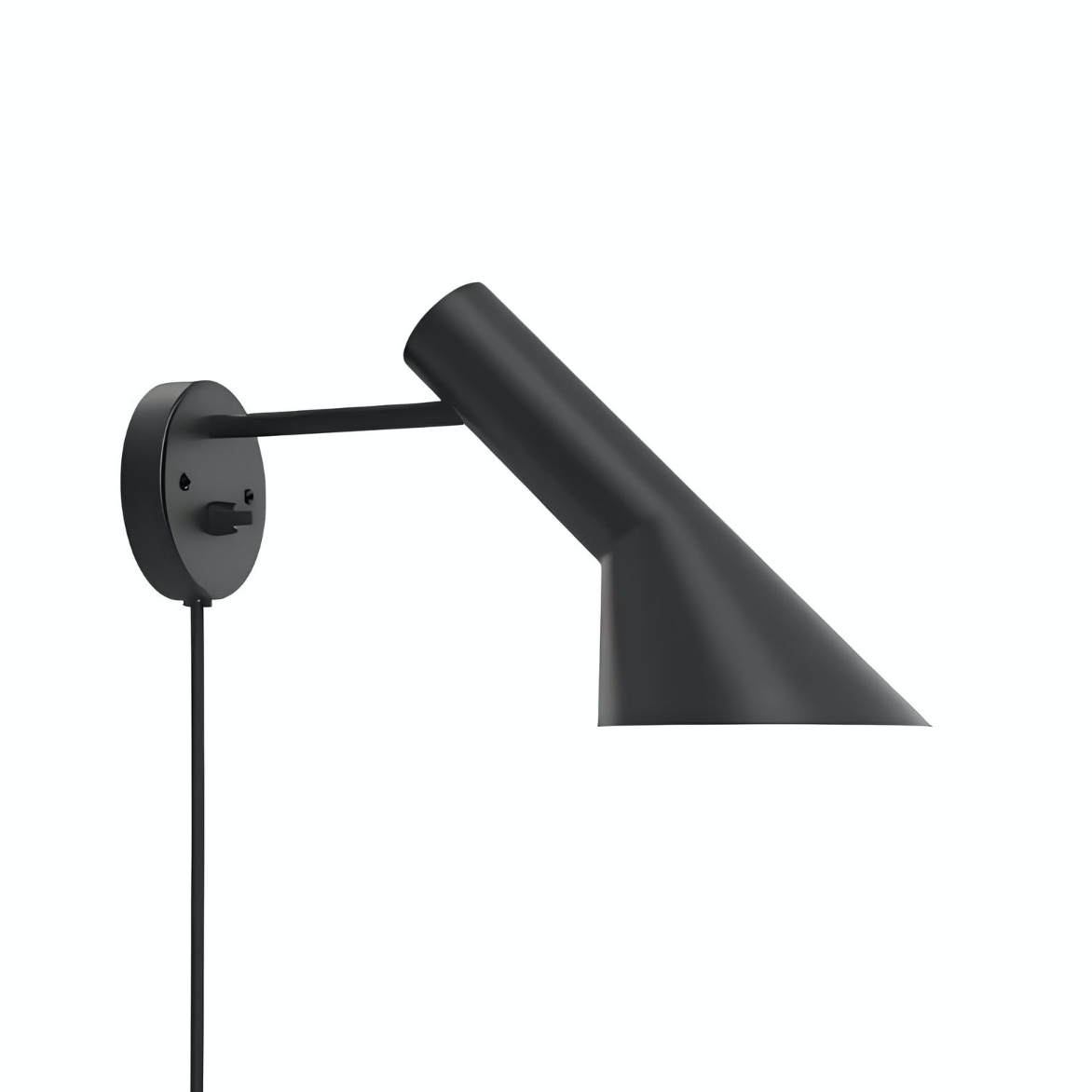 Schwarze AJ Wandleuchte mit Stecker