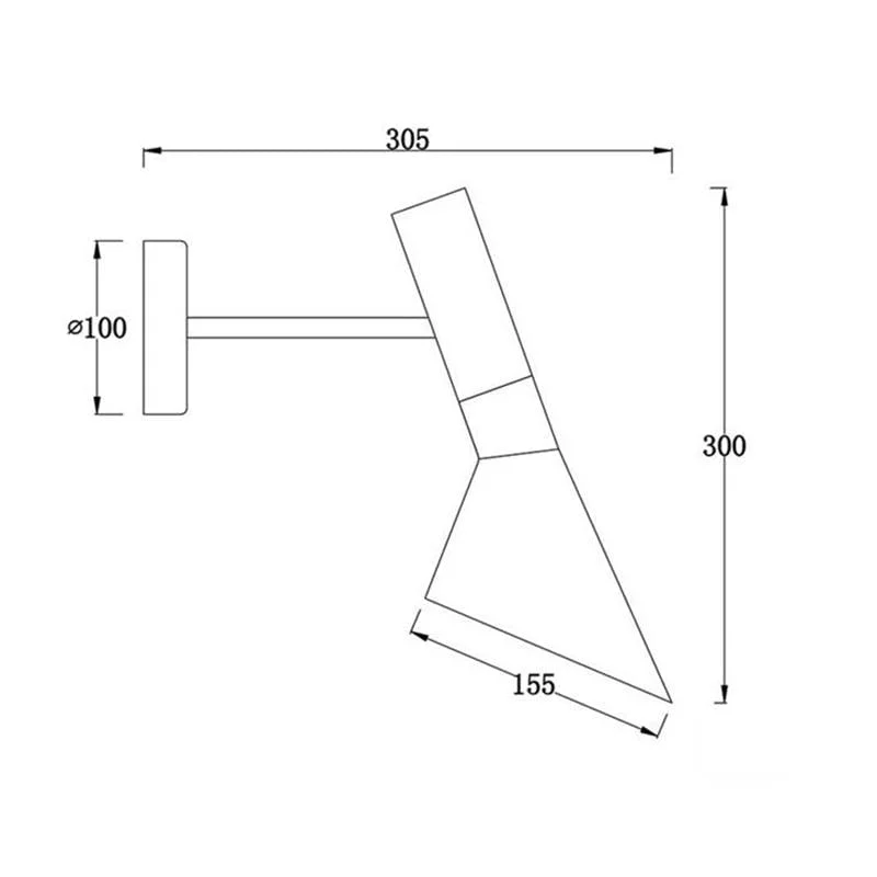 Größendiagramm der Wandleuchte