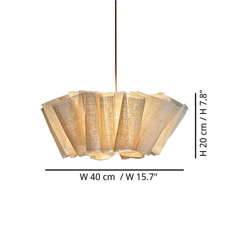 Maßzeichnung der Nordic Linen Plissee Pendelleuchte