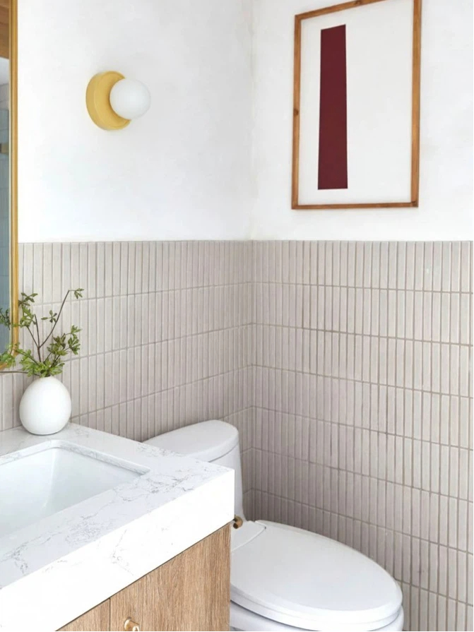 Customer photo of yellow round glass wall lamp in bathroom