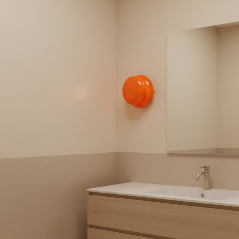 Orra Opalglas Wandleuchte in Orange im Badezimmer