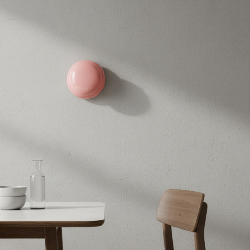 Orra Opalglas Wandleuchte in Rosa mit weichem Schatten