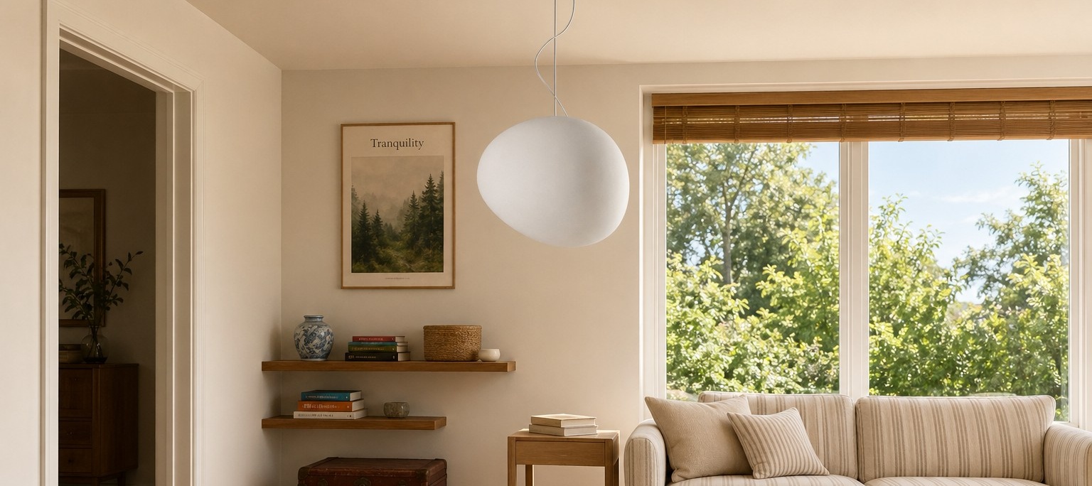 Stonea Pendelleuchte in einem modernen Schlafzimmer