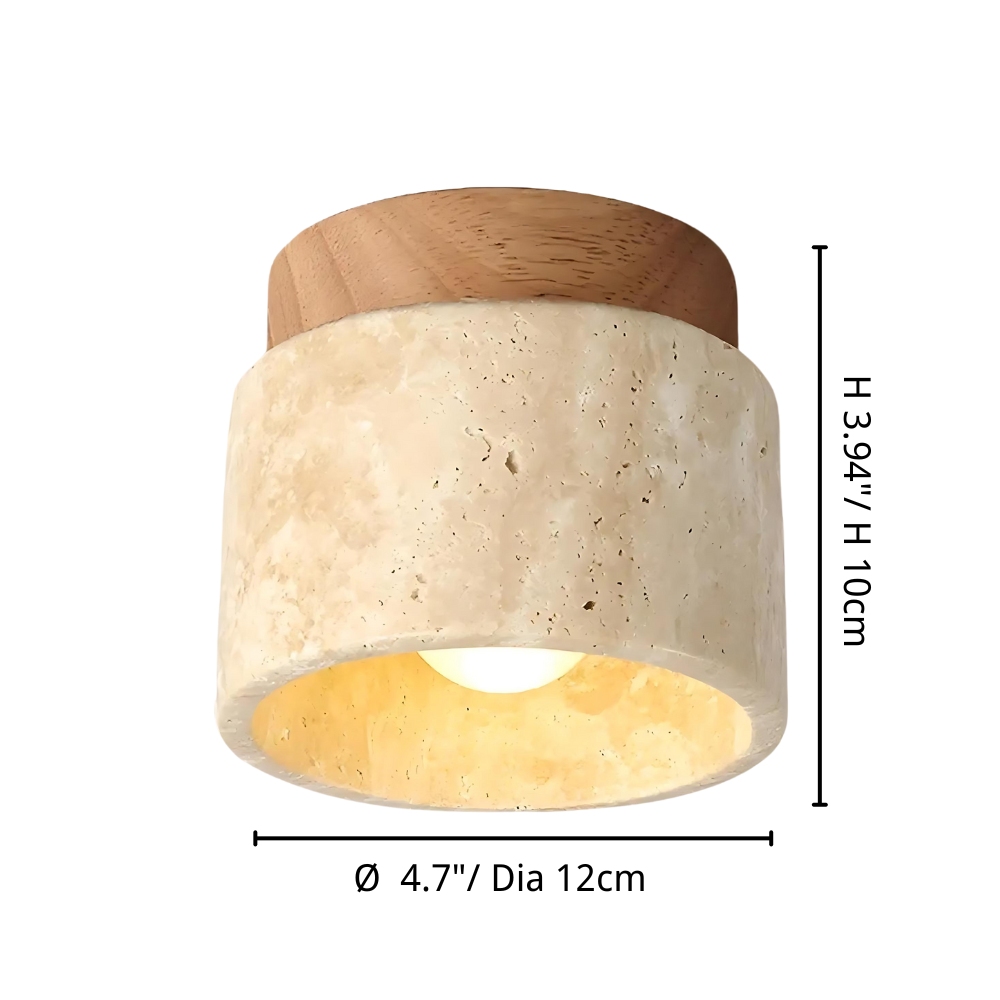 Maßzeichnung der Travertin Deckenleuchte Ø12 cm