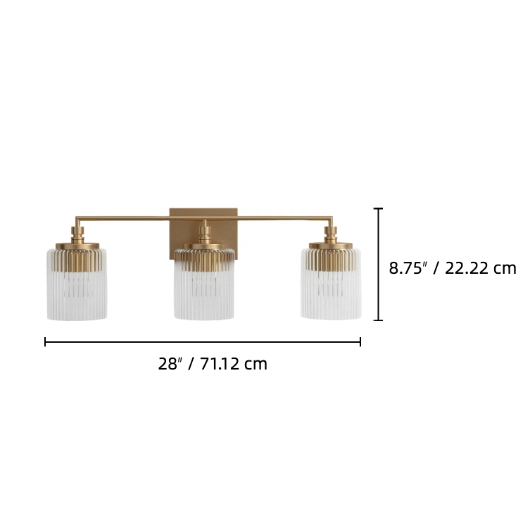 Maßdiagramm der Lirra Lámpara de tocador de 3 luces