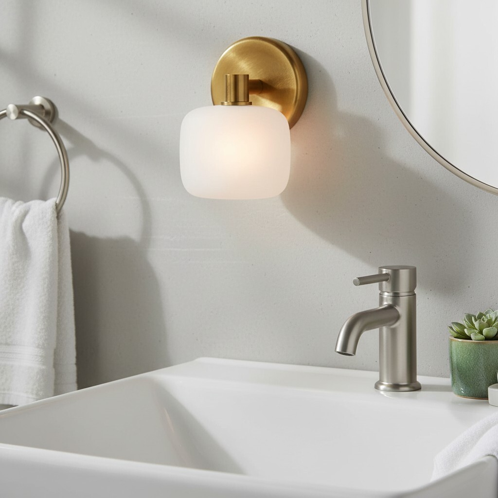 Lirra Wandleuchte über einem Waschbecken