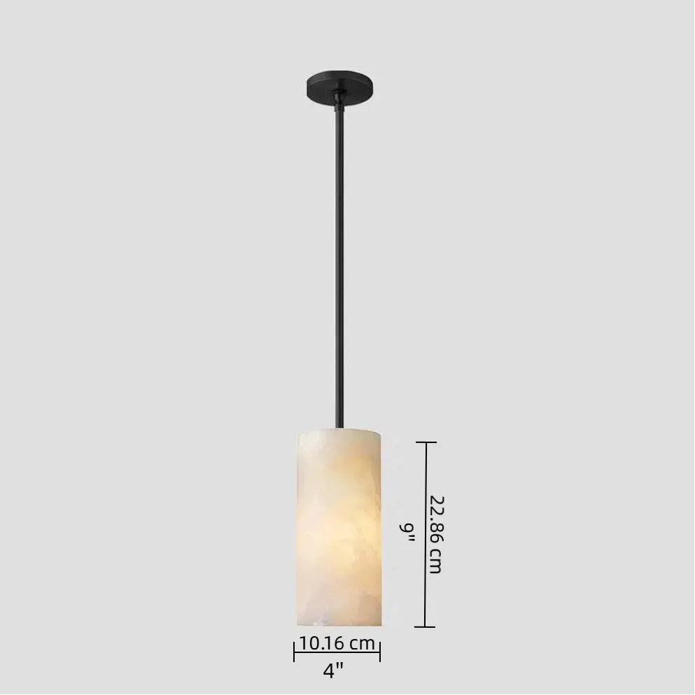Alabaster-Zylinder-Pendelleuchte 4 Zoll Durchmesser 9 Zoll Höhe
