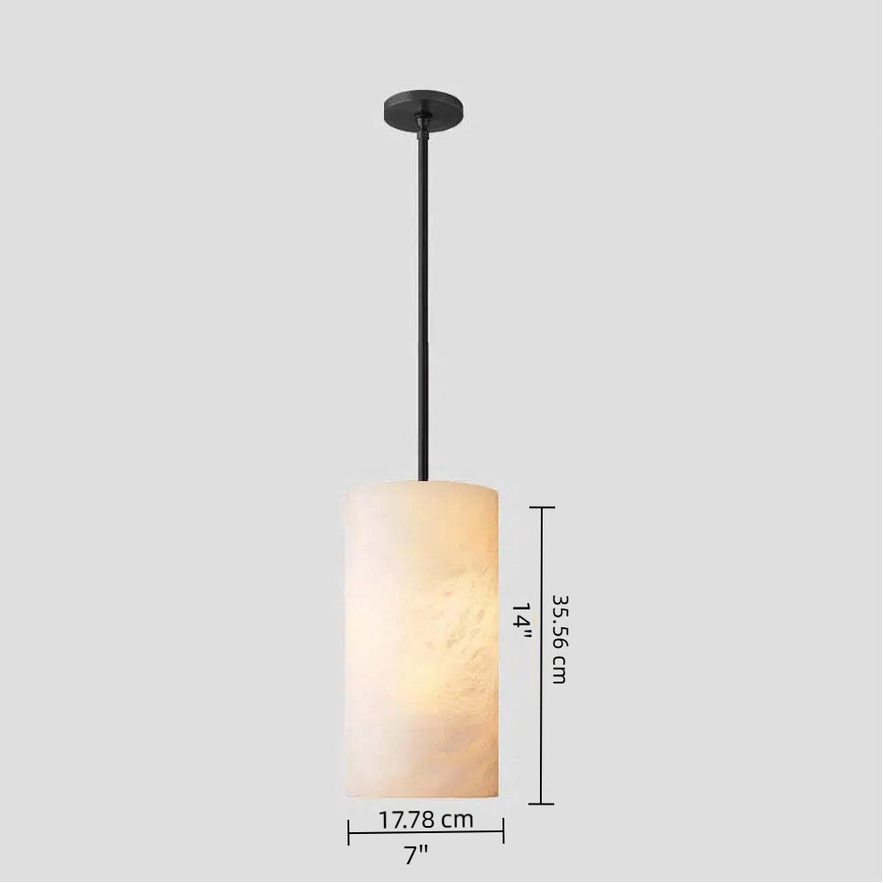 Alabaster-Zylinder-Pendelleuchte 7 Zoll Durchmesser 14 Zoll Höhe