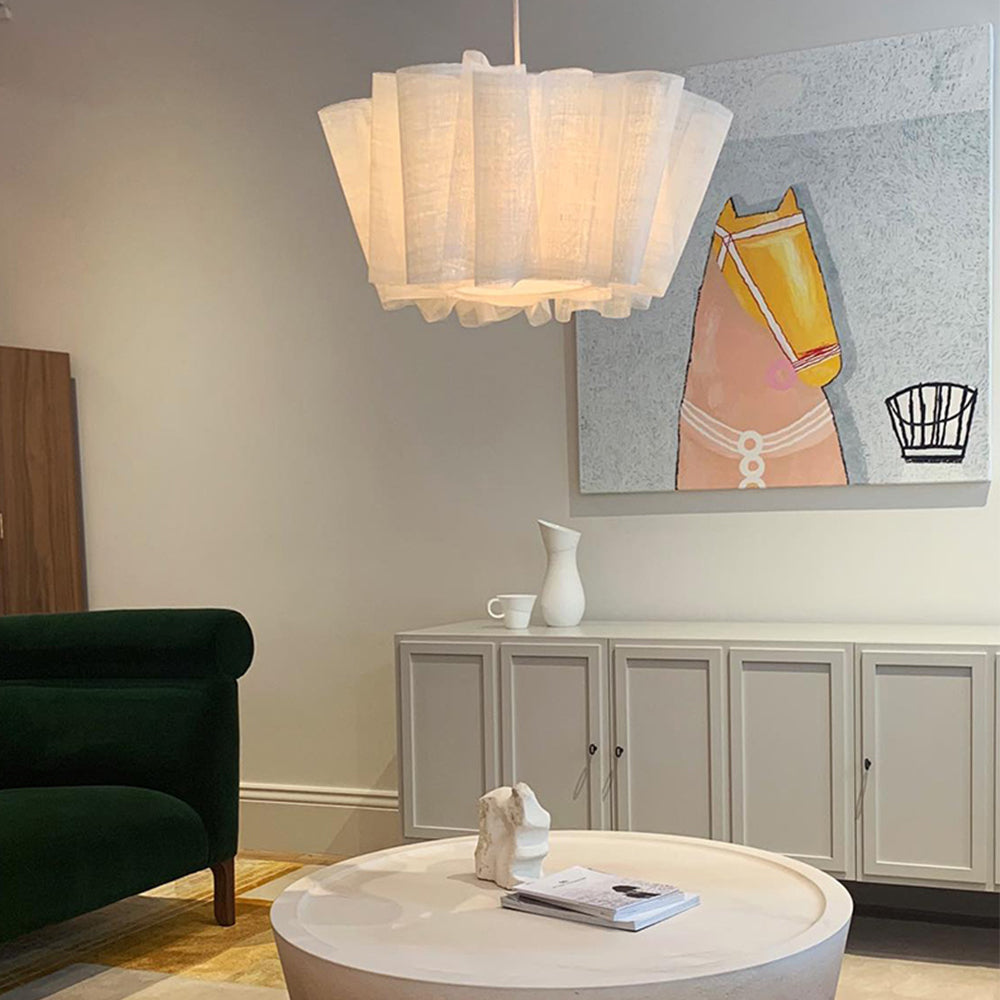 Nordic Linen Pleated  Fabric Pendant Light Lampshade
