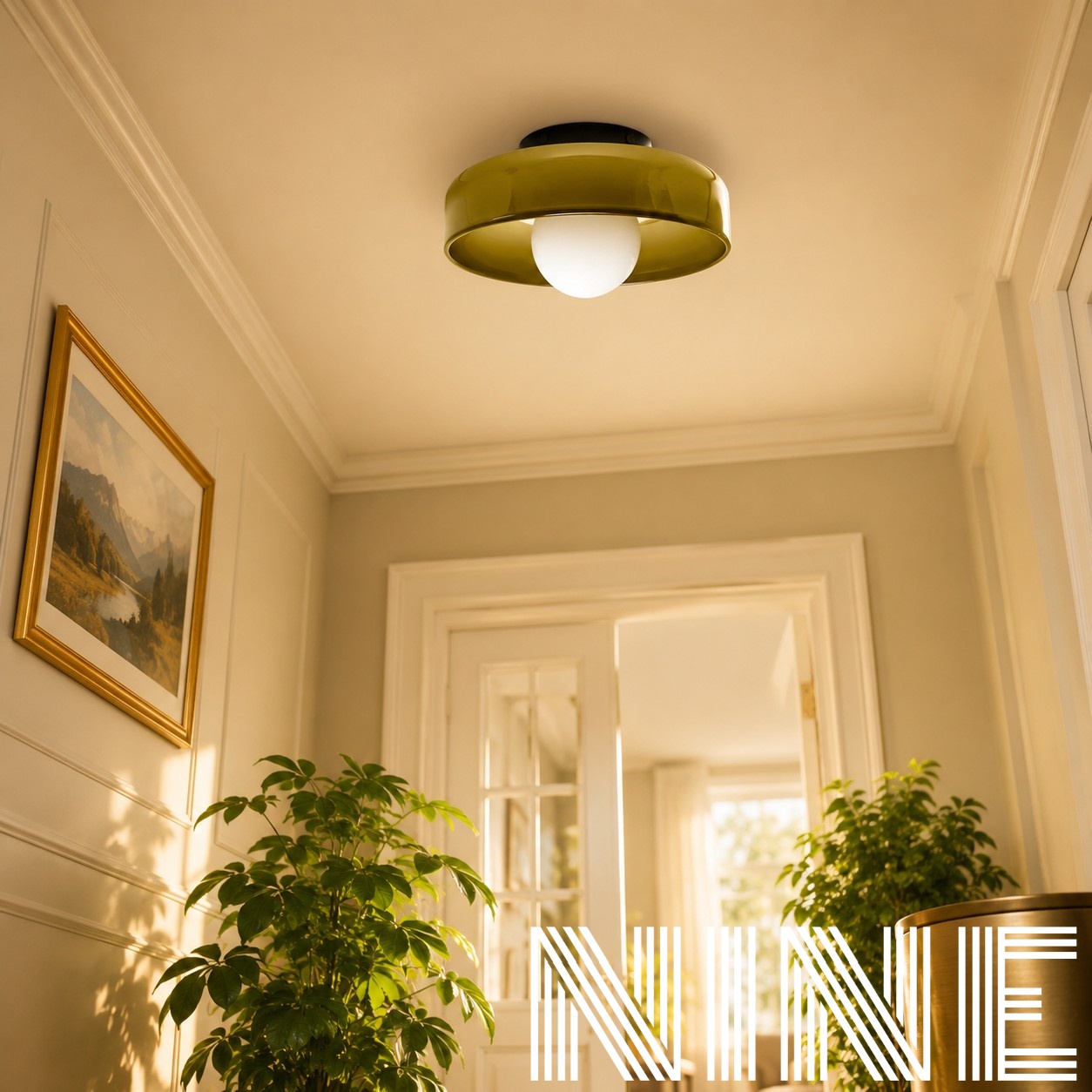 Glasenti lamp installed in a bright hallway