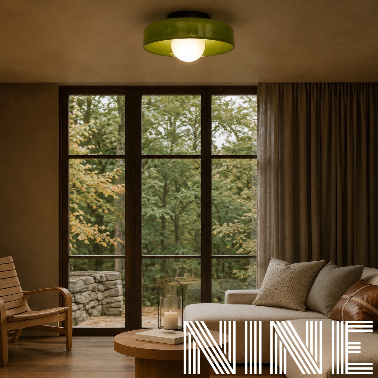 Green Glasenti lamp in a warm living room