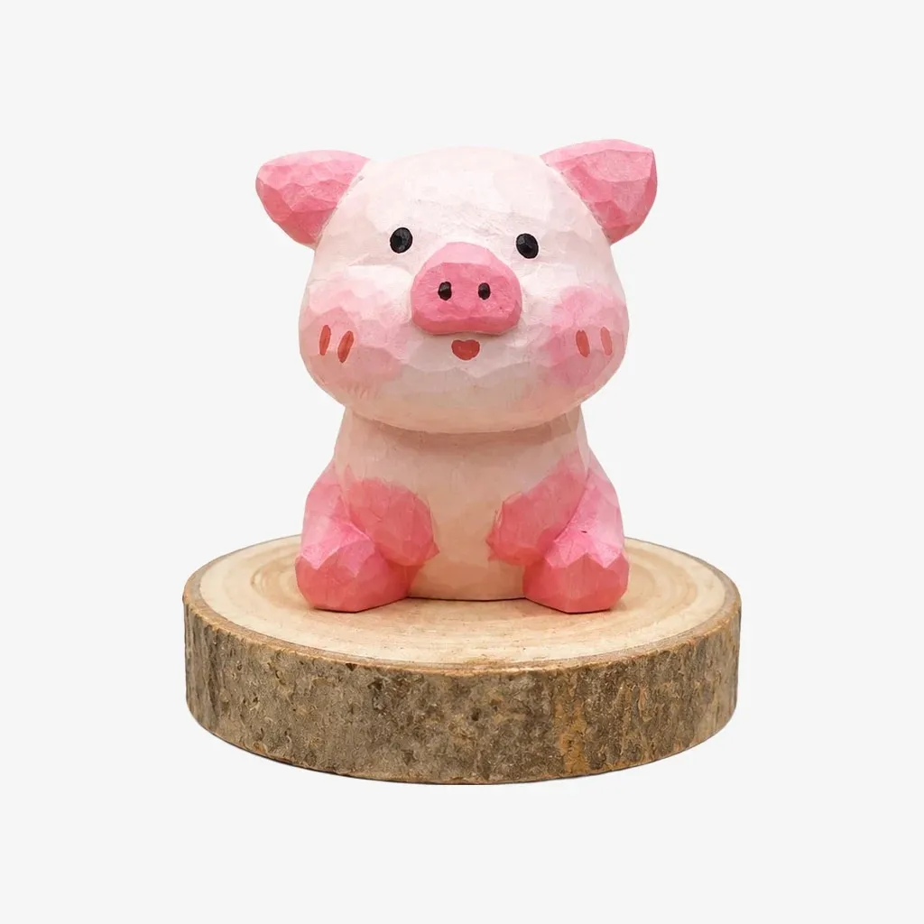 Hand-Carved Wooden Chinese Zodiac Animal Figurines
