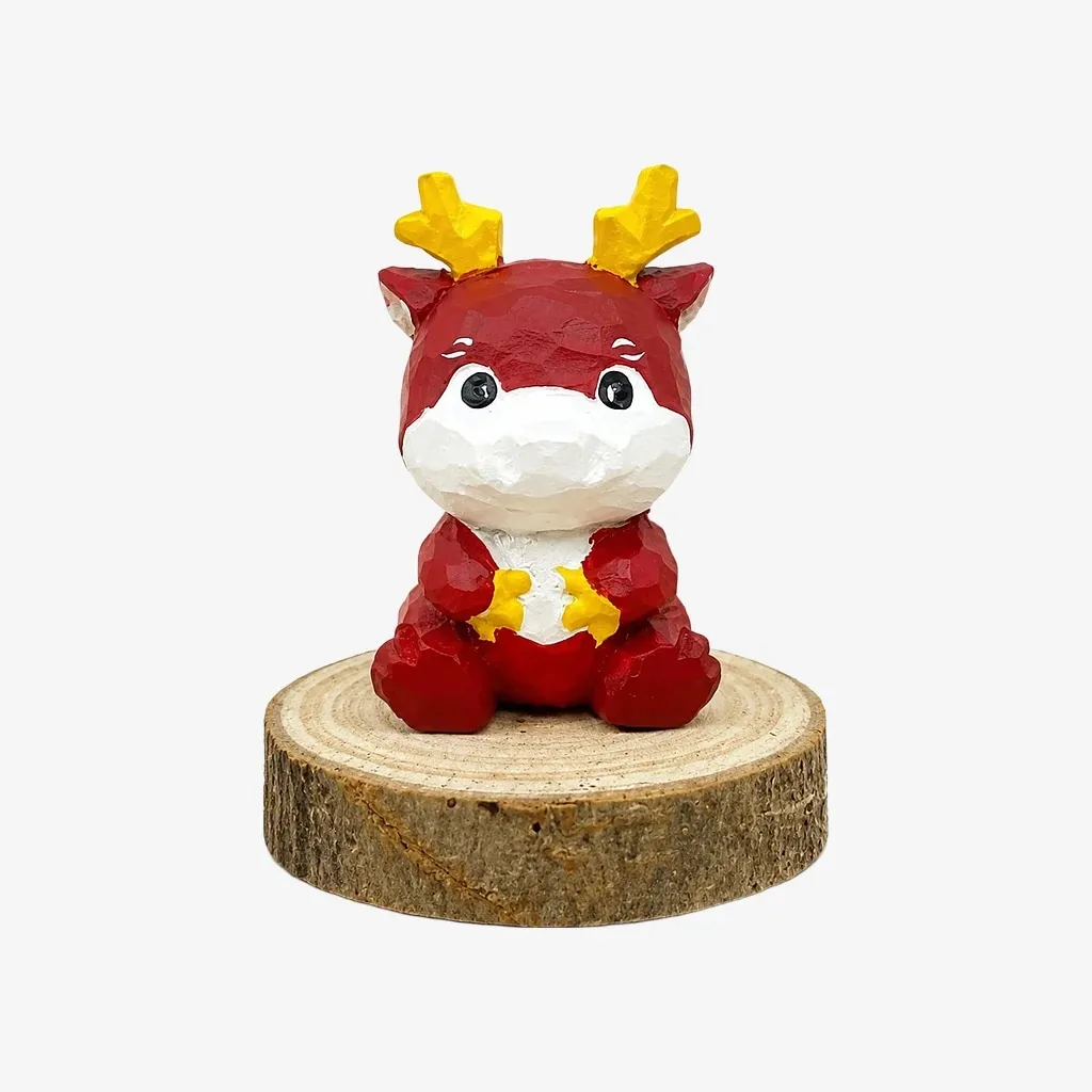 Hand-Carved Wooden Chinese Zodiac Animal Figurines