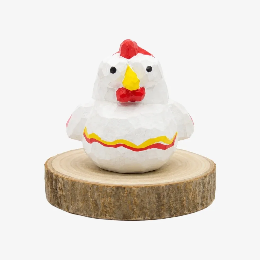 Hand-Carved Wooden Chinese Zodiac Animal Figurines