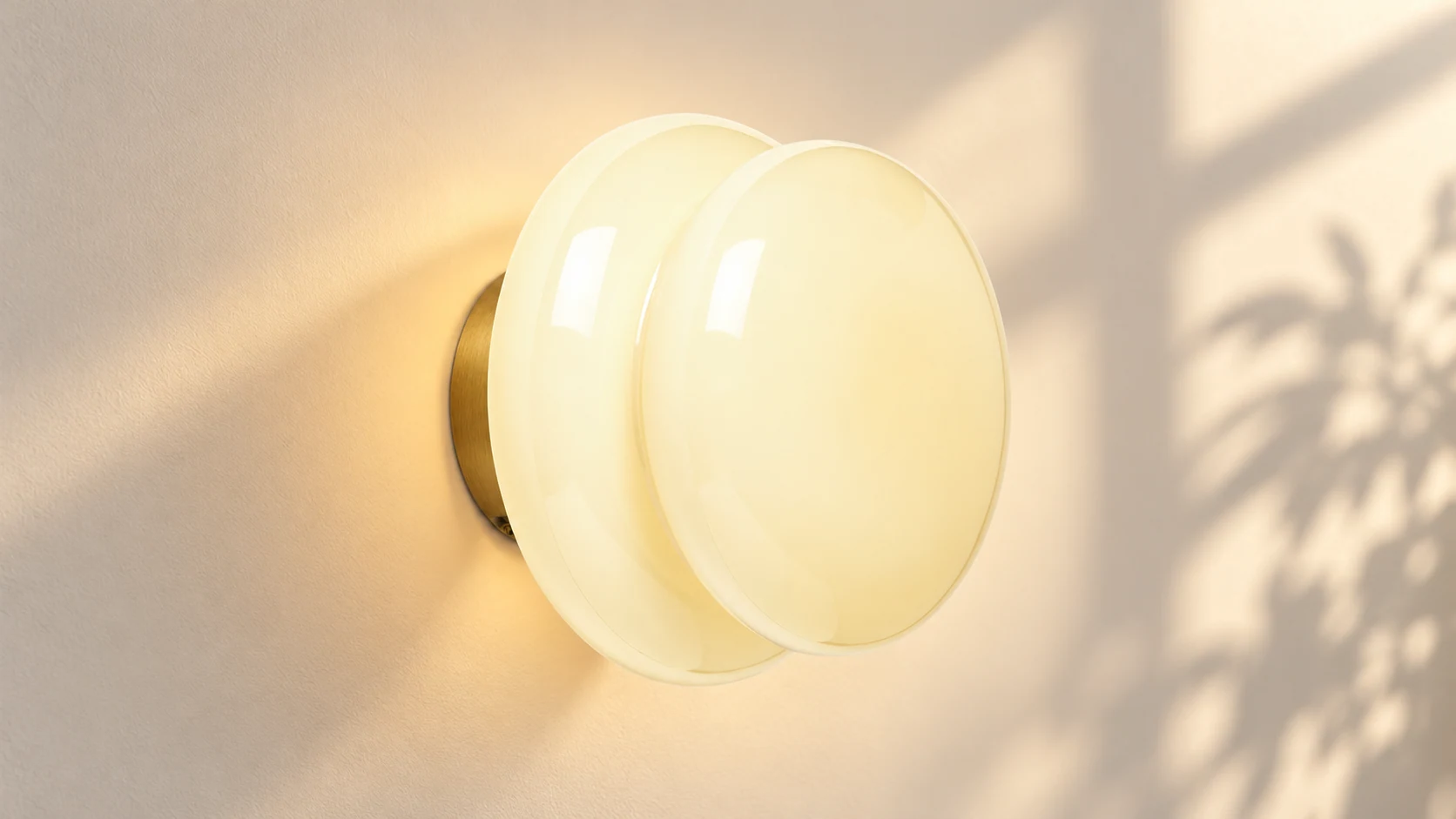 Orra cream opal glass wall lamp in an indoor setting