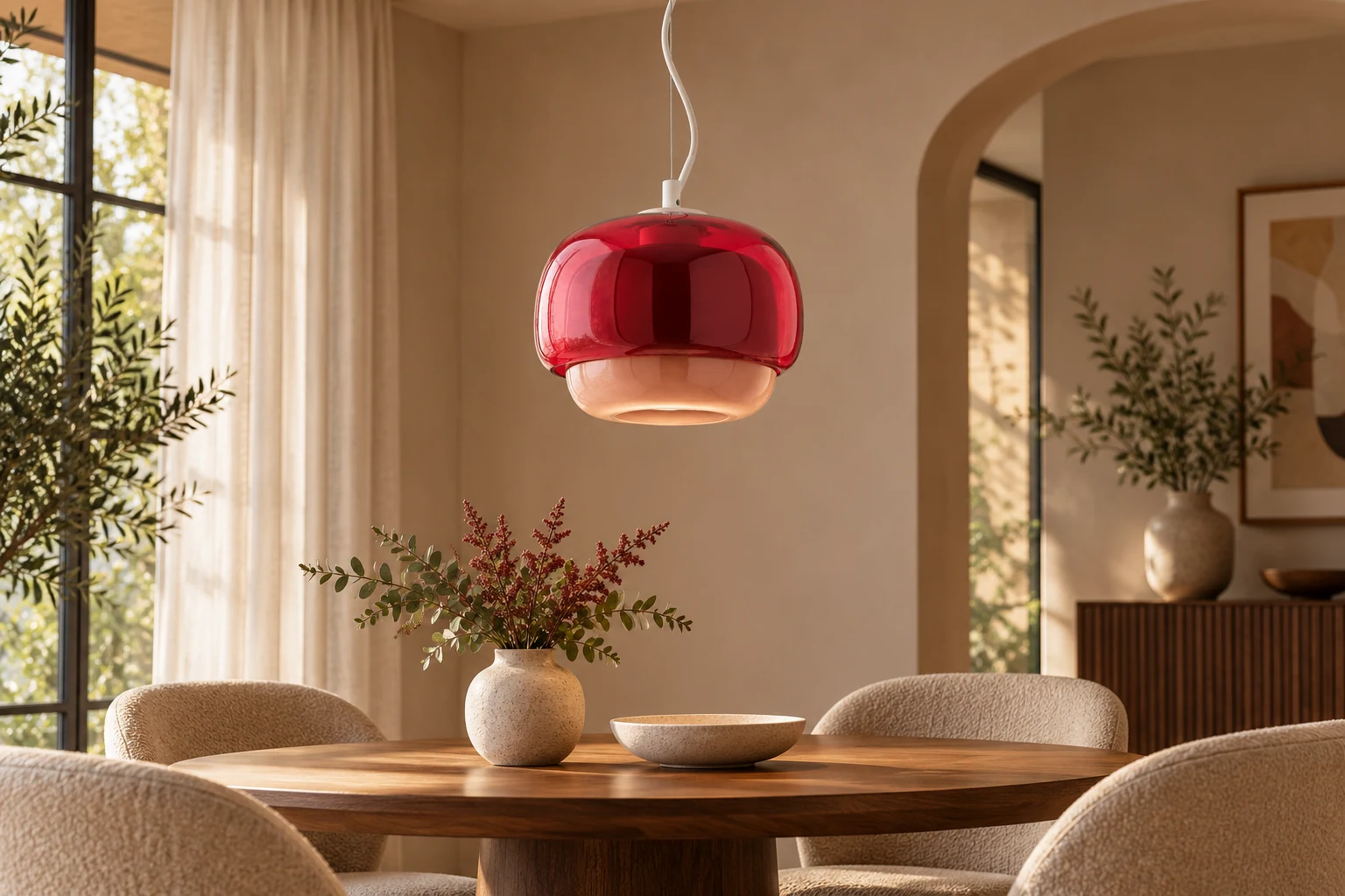 Clinco pendant styled above a table