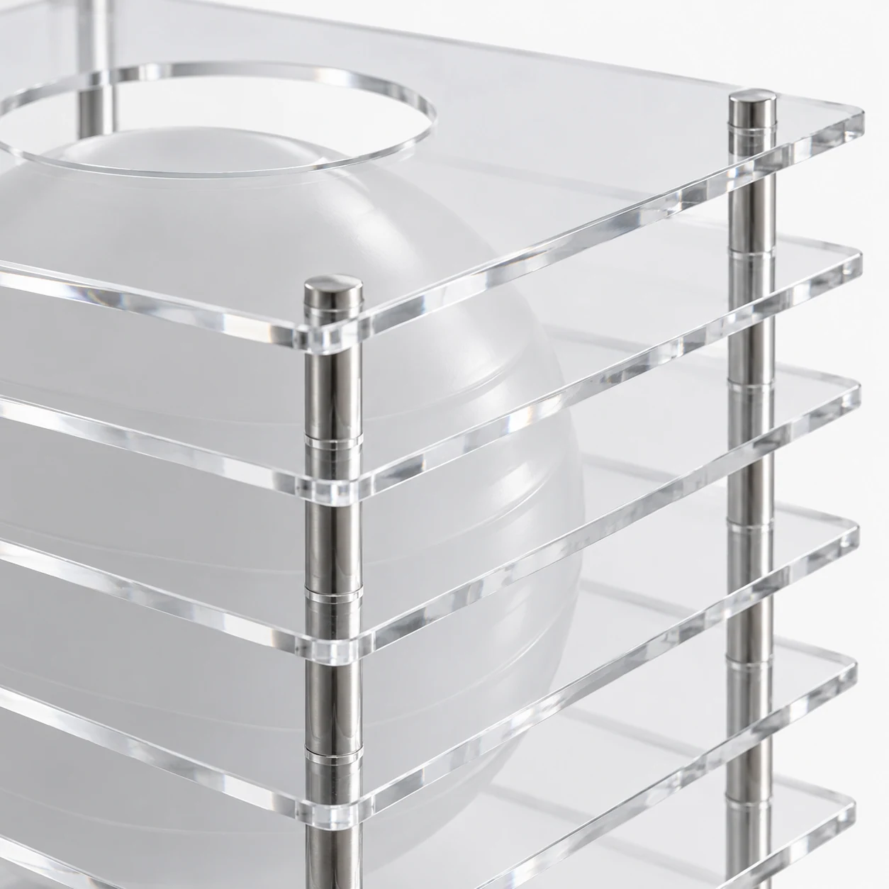 Close-up of the Afterglow lamp's acrylic panels and spherical form