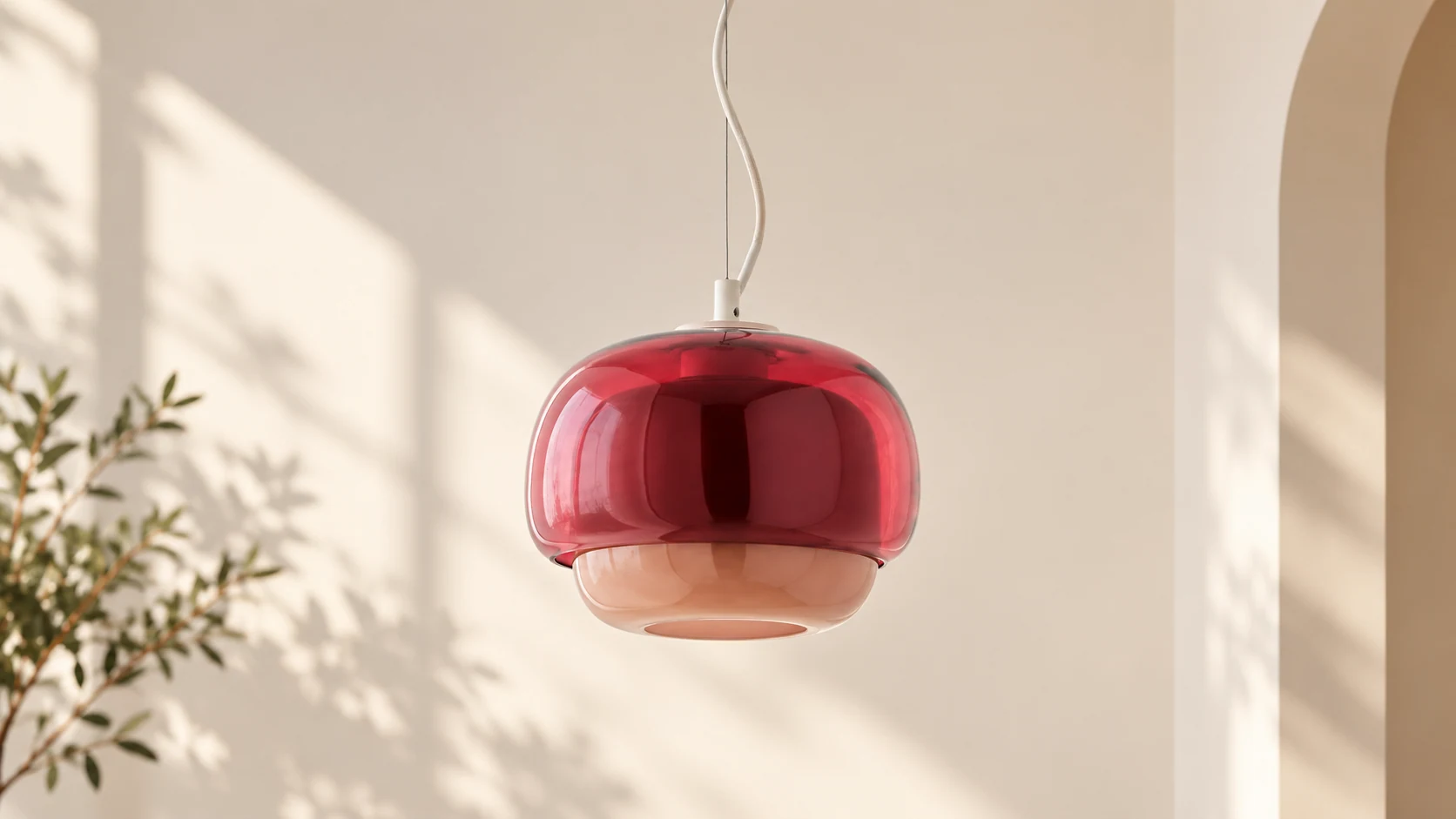 Clinco mushroom-shape coloured glass pendant in a contemporary interior