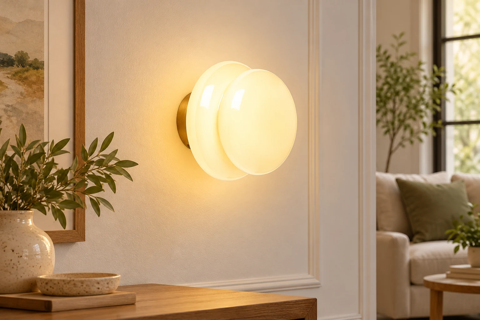 Complete Orra wall lamp styled in a cozy indoor space