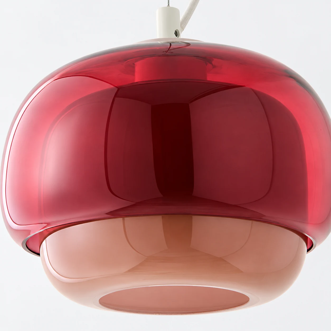 Close-up of the Clinco coloured glass pendant finish