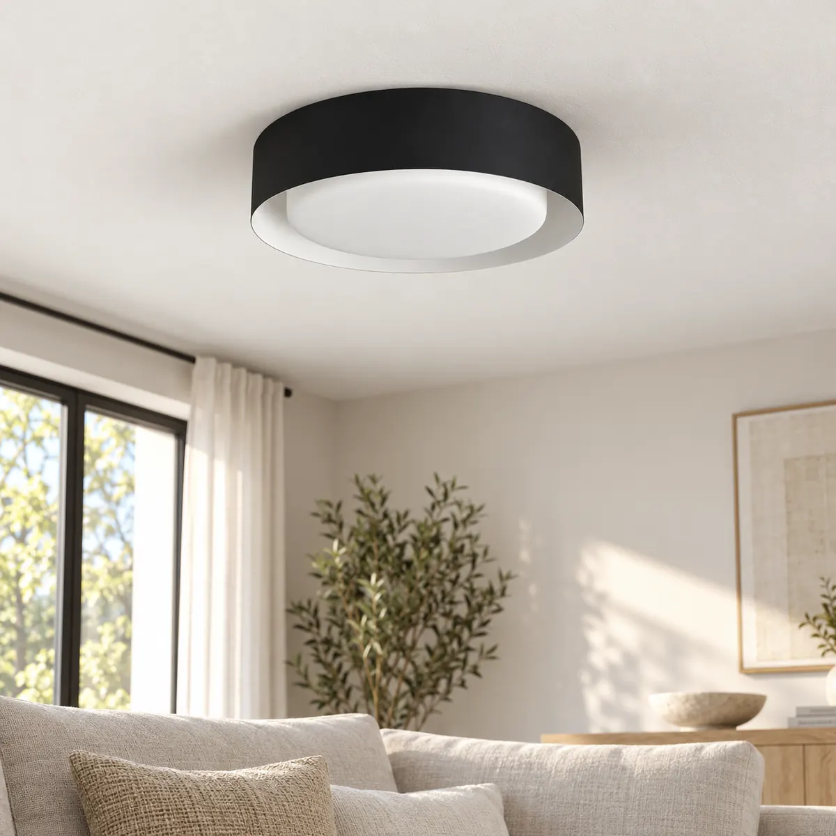 Close-to-Ceiling Frosted Drum Semi-Flush