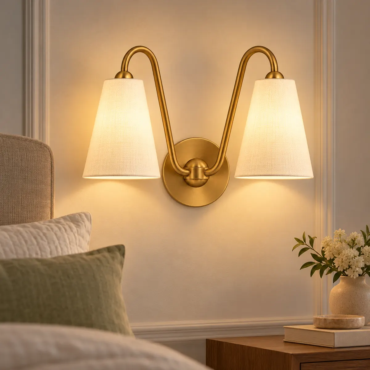 Twin-Cone Wall Sconce on One Plate