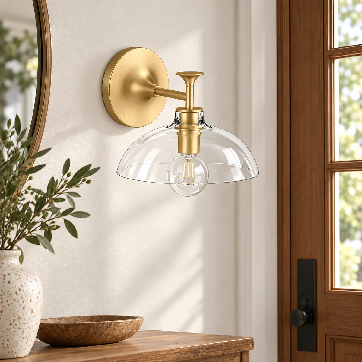 Glass-Dome Vanity Bar for a Mirror Wall