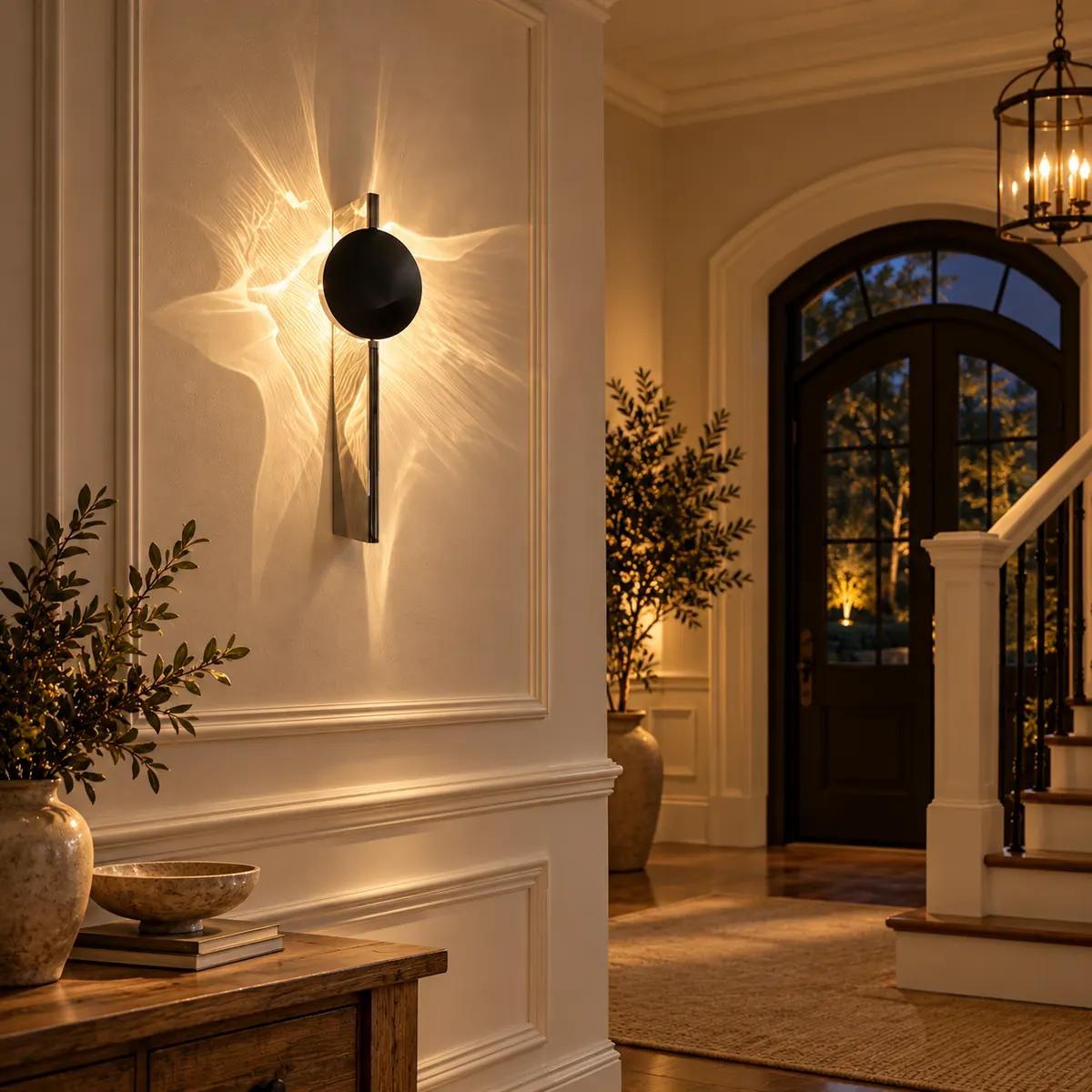 Ripple-Pattern Wall Light with a Turning Head