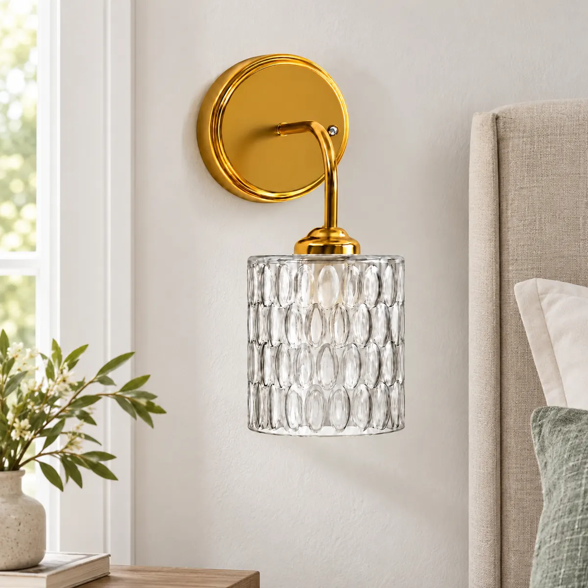 Hammered-Glass Wall Sconce, Single or a Pair