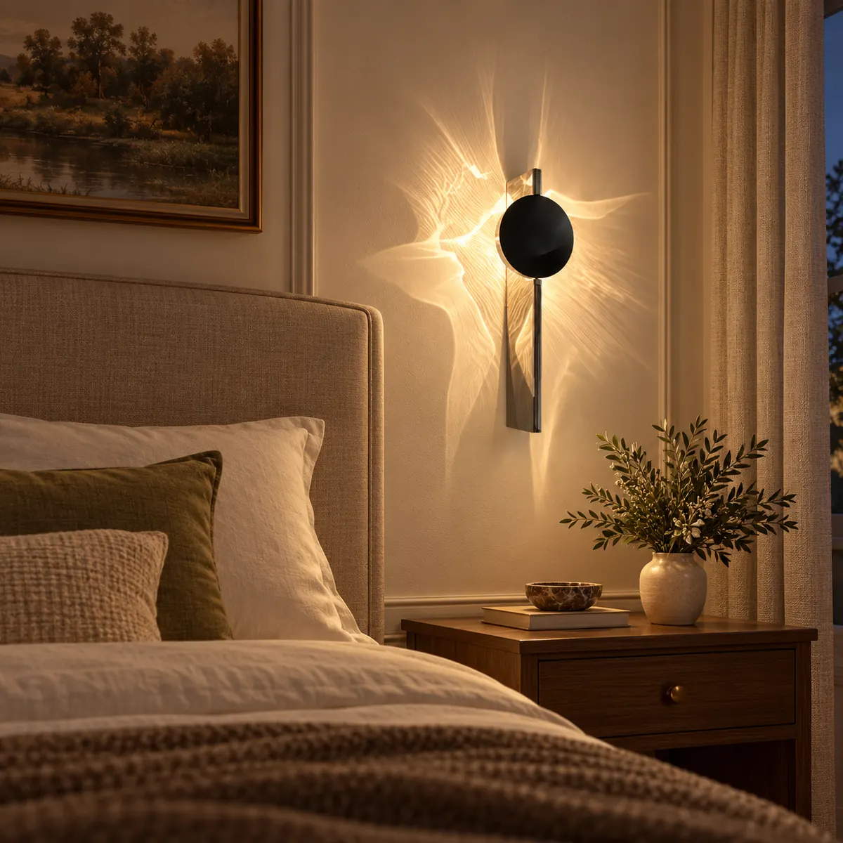 Ripple-Pattern Wall Light with a Turning Head