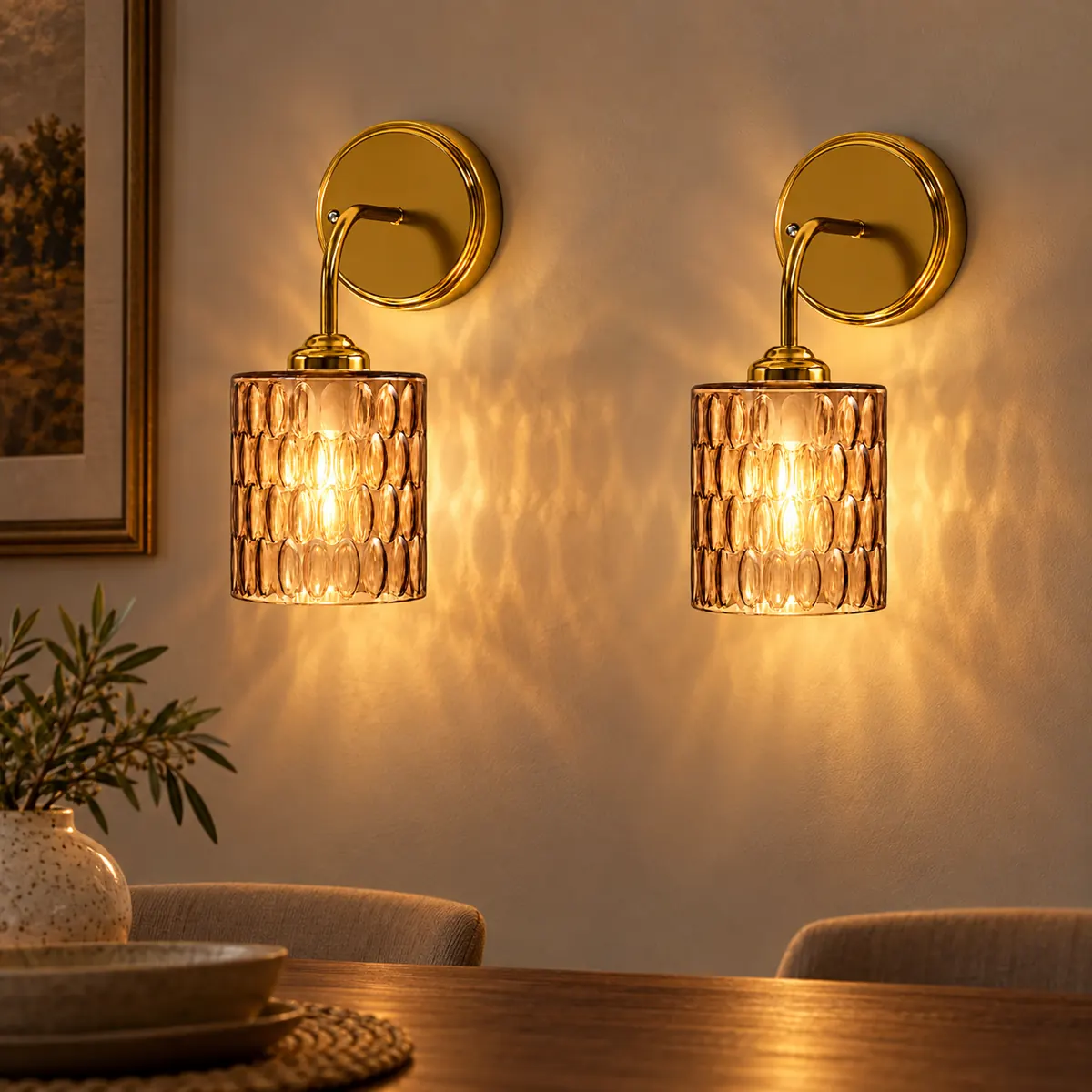 Hammered-Glass Wall Sconce, Single or a Pair