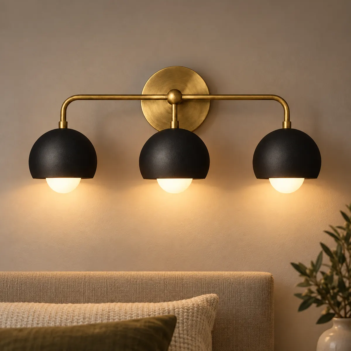 Three-Shade Vanity Bar on a Solid Plate