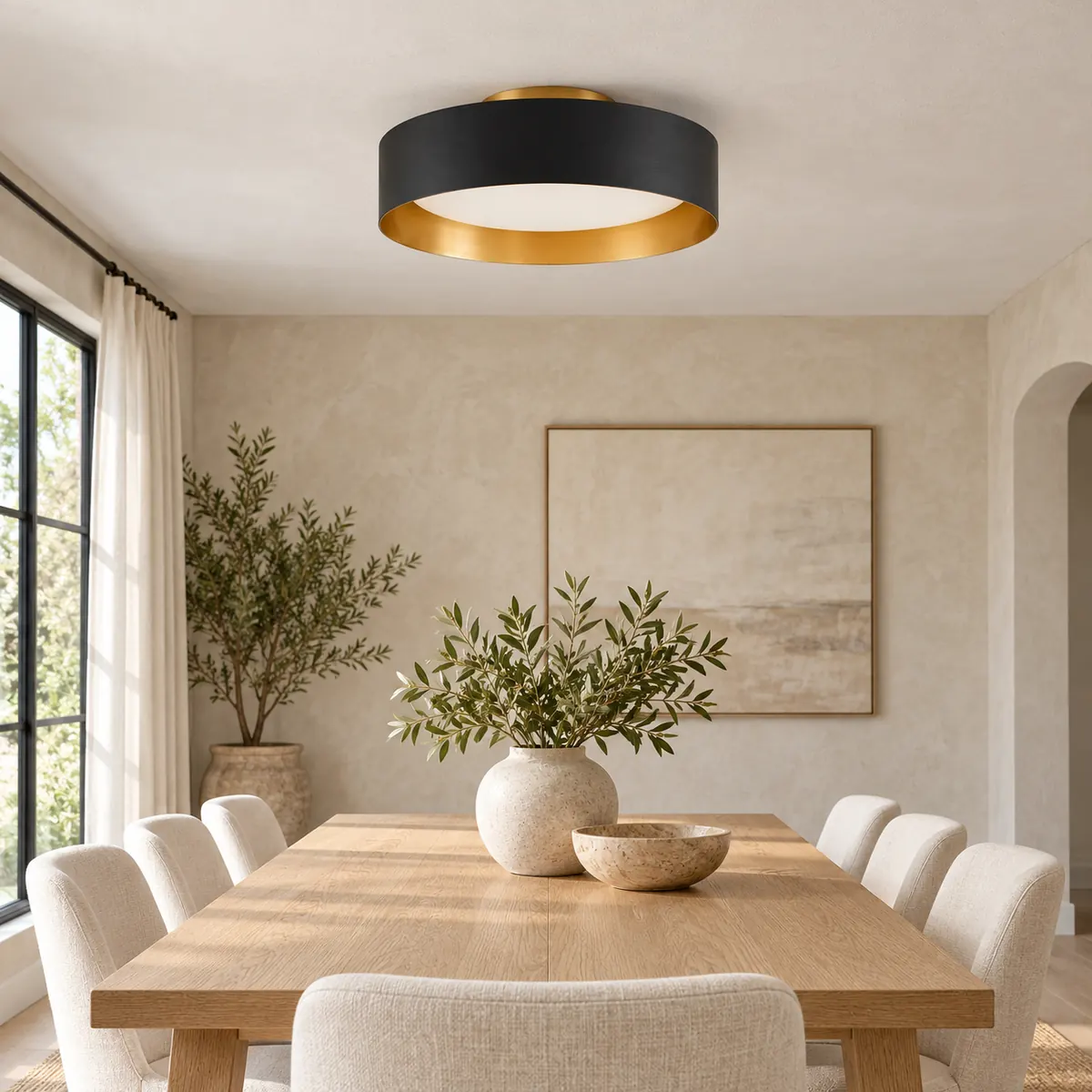 Close-to-Ceiling Frosted Drum Semi-Flush