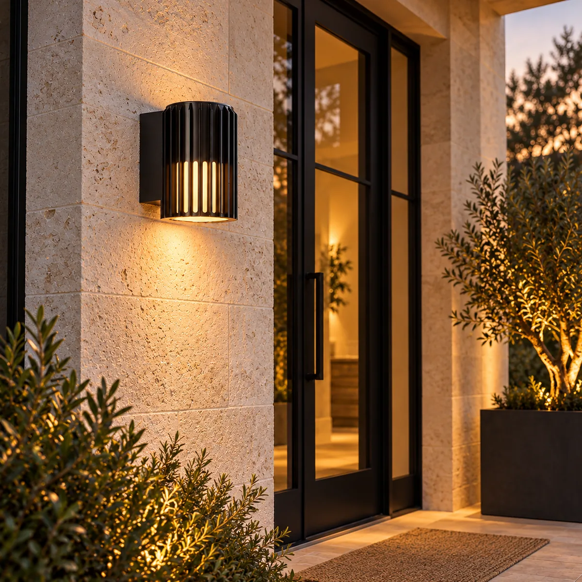 Open-Base Outdoor Sconce with Vertical Slots