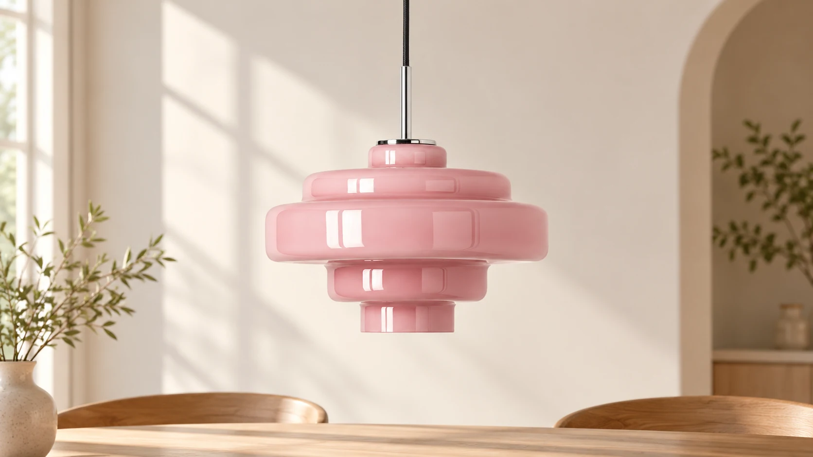 Koloro Millie sculptural colored glass pendant in an interior setting