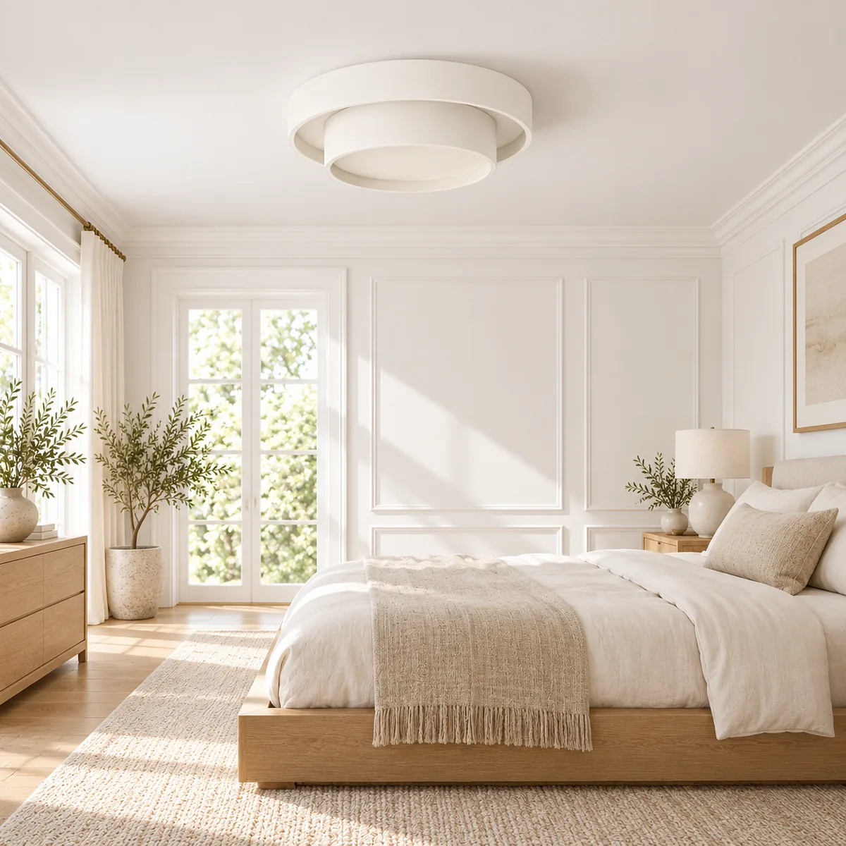Two-Tier Round Ceiling Light with a Built-In LED