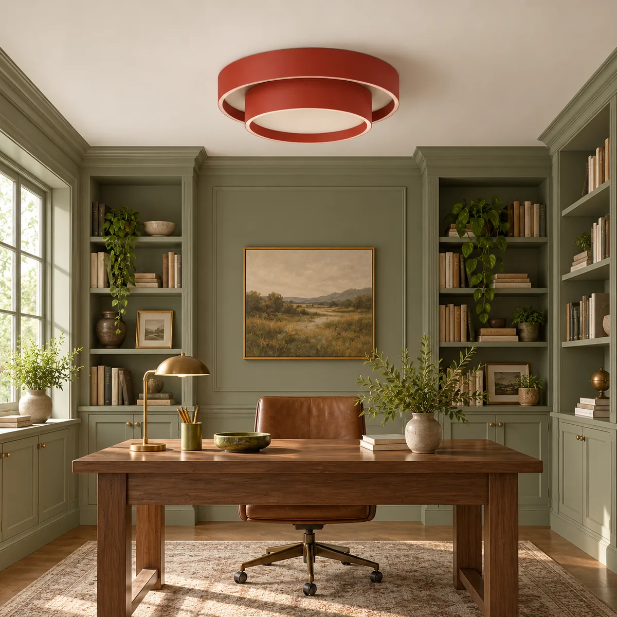Two-Tier Round Ceiling Light with a Built-In LED