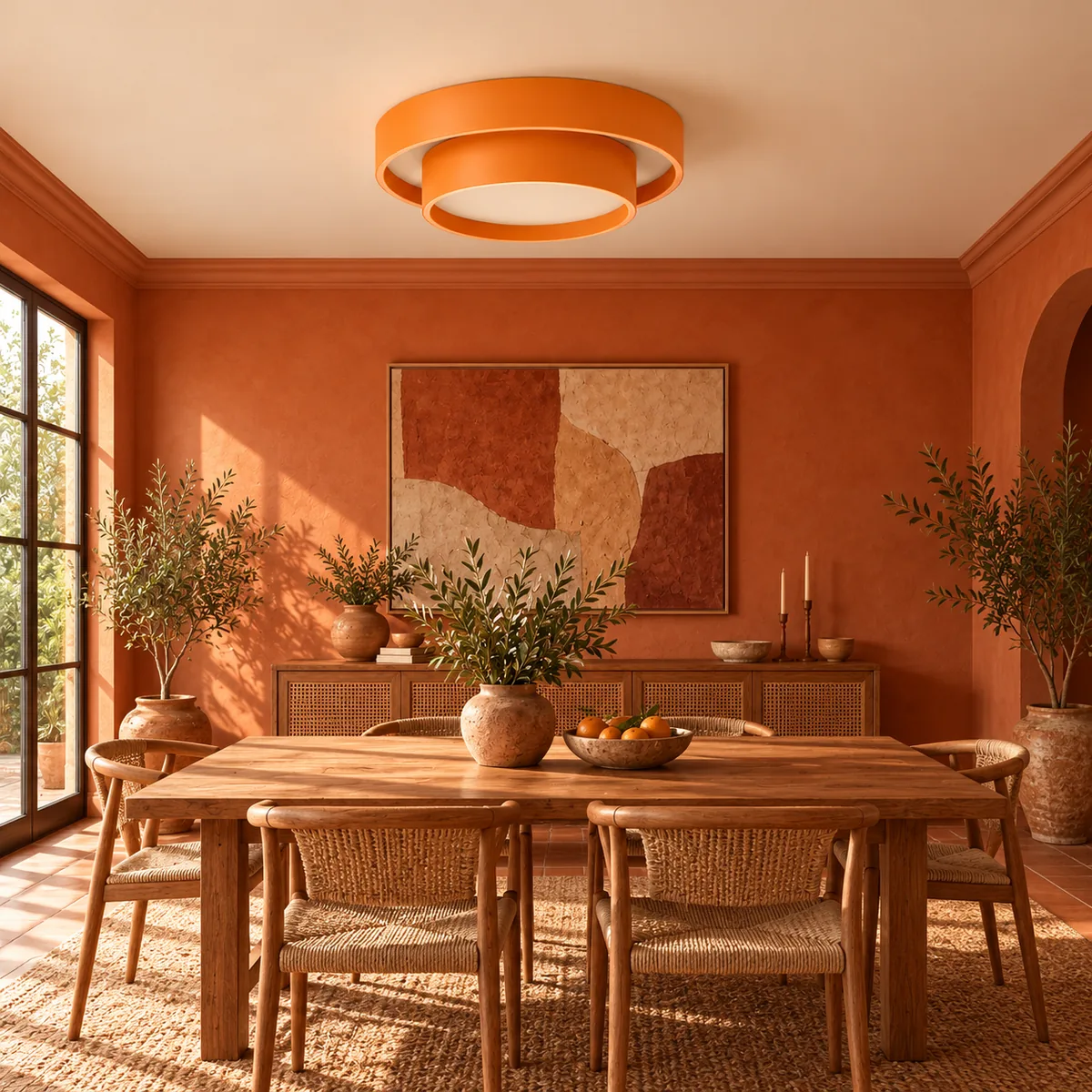 Two-Tier Round Ceiling Light with a Built-In LED